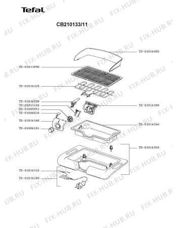 Схема №1 CB210033/11D с изображением Часть корпуса для мультигриля Tefal TS-01016350