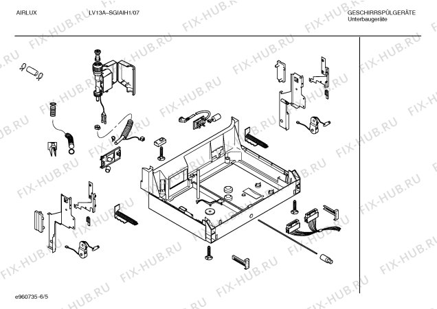 Взрыв-схема посудомоечной машины Airlux SGIAIH1 LV13A - Схема узла 05