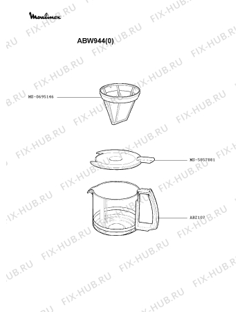 Взрыв-схема кофеварки (кофемашины) Moulinex ABW944(0) - Схема узла WP001475.6P2