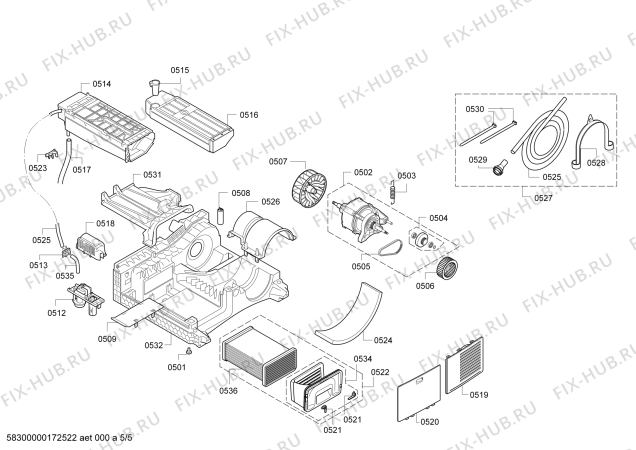 Взрыв-схема сушильной машины Bosch WTE86363SN Avantixx 8 - Схема узла 05