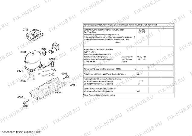 Взрыв-схема холодильника Bosch KGV39X00FF - Схема узла 03