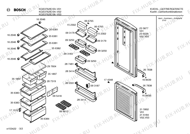 Взрыв-схема холодильника Bosch KGS3762IE - Схема узла 02