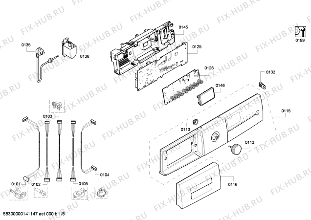 Схема №5 WM10E424IT E10.42 ecoGenius с изображением Панель управления для стиралки Siemens 00675166