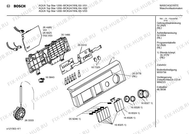 Схема №2 WOK247ANL AQUA TOP STAR 1200 с изображением Таблица программ для стиральной машины Bosch 00522926