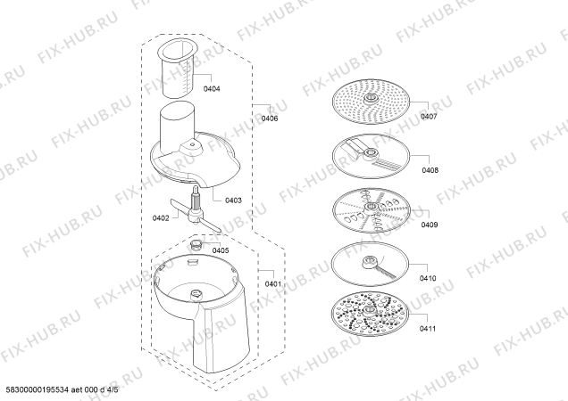 Взрыв-схема кухонного комбайна Bosch MUM9DT5S41 OptiMUM - Схема узла 04
