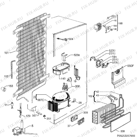 Взрыв-схема холодильника Ikea HAFTIGT 40282366 - Схема узла Cooling system 017