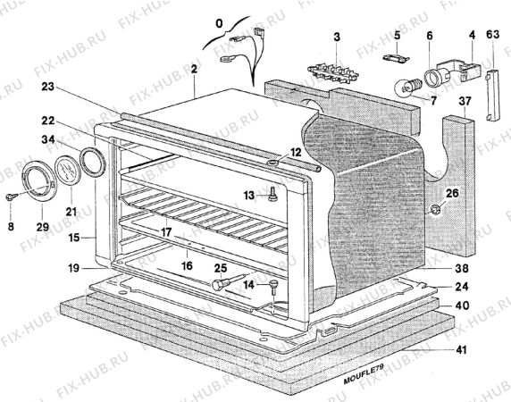 Взрыв-схема плиты (духовки) Arthur Martin CE6050W2 - Схема узла Oven body