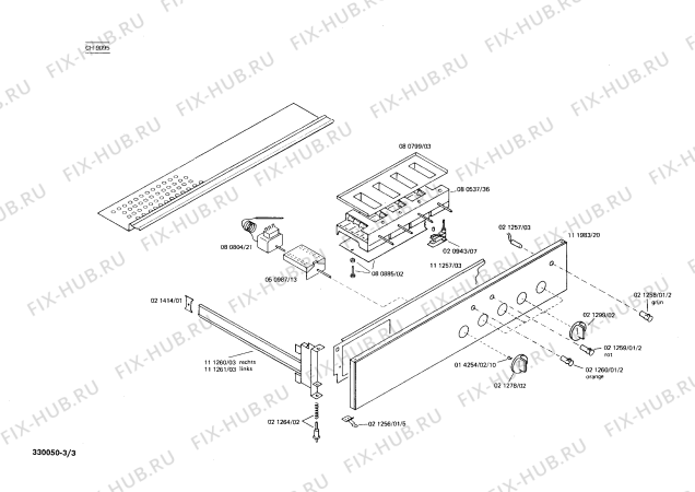 Взрыв-схема плиты (духовки) Constructa CH9095 - Схема узла 03