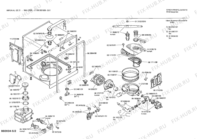 Взрыв-схема посудомоечной машины Imperial 0730203505 GS21 - Схема узла 02