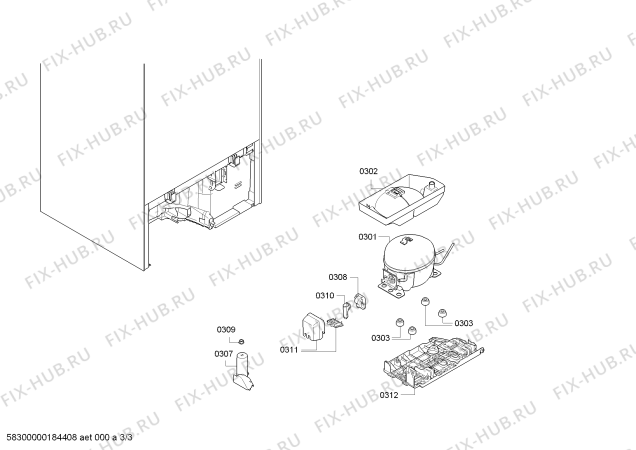 Взрыв-схема холодильника Siemens KI31RVS30G - Схема узла 03