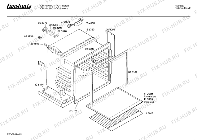 Взрыв-схема плиты (духовки) Constructa CH10121 CH1012 - Схема узла 04