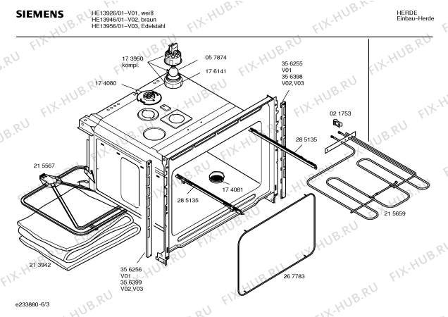 Взрыв-схема плиты (духовки) Siemens HE13926 - Схема узла 03