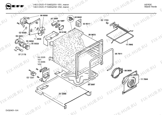 Схема №4 F1540G2 140.5 DUO с изображением Панель для плиты (духовки) Bosch 00285956