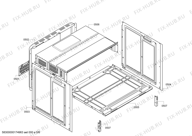 Взрыв-схема плиты (духовки) Bosch HBN231E0Y - Схема узла 05