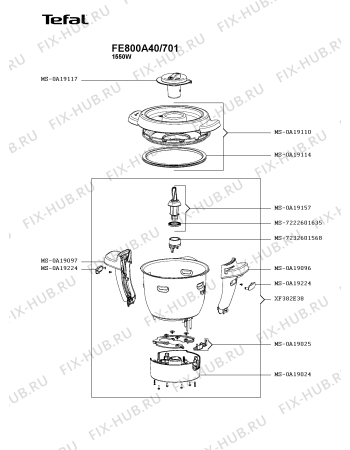 Взрыв-схема кухонного комбайна Tefal FE800A40/701 - Схема узла 4P005054.8P3