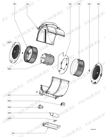 Взрыв-схема вытяжки Electrolux EFC9520X/CH - Схема узла Section 3