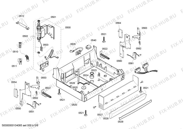 Взрыв-схема посудомоечной машины Bosch SGS47M22EU Silence VarioFlex - Схема узла 05