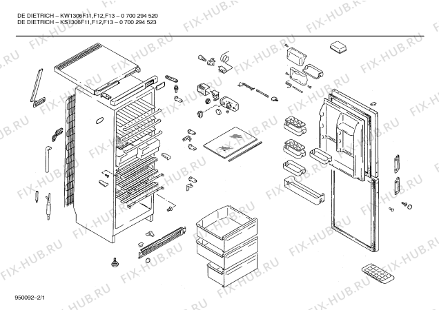 Схема №1 GSDDDY1FF GW1304F12 с изображением Емкость для заморозки для холодильной камеры Bosch 00270822