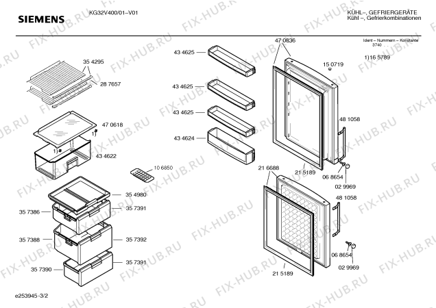 Взрыв-схема холодильника Siemens KG32V400 - Схема узла 02