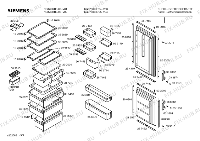 Взрыв-схема холодильника Siemens KG37S04IE - Схема узла 02