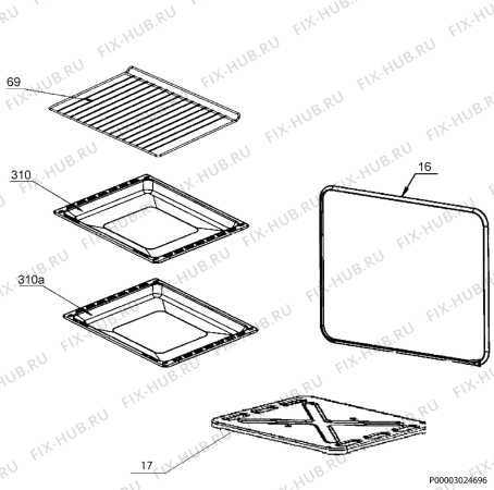 Взрыв-схема плиты (духовки) Electrolux EKG511108W - Схема узла Oven