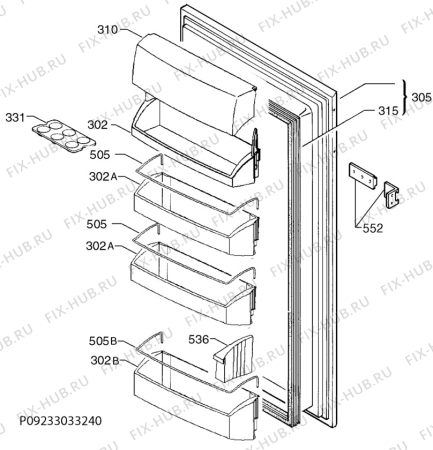 Взрыв-схема холодильника Progress PK1242 - Схема узла Door 003