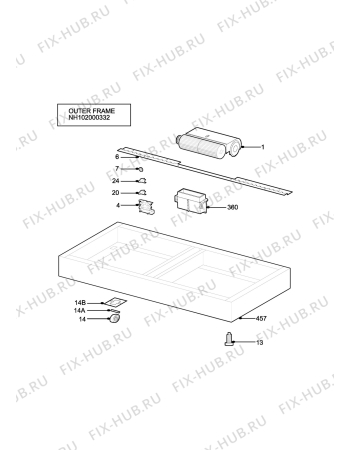 Взрыв-схема плиты (духовки) Parkinson Cowan R1200GRN - Схема узла H10 Outer Frame