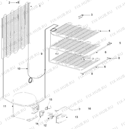 Взрыв-схема стиральной машины Tricity Bendix UF406GR - Схема узла Cooling system 017