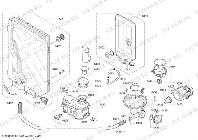 Взрыв-схема посудомоечной машины Siemens SN26M898II, tp3 - Схема узла 04