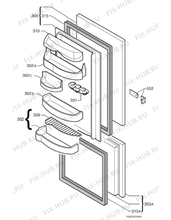 Взрыв-схема холодильника Husqvarna QT254RI - Схема узла Door 003