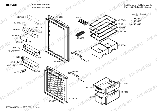 Схема №3 KGV26610FF с изображением Дверь для холодильника Bosch 00243044