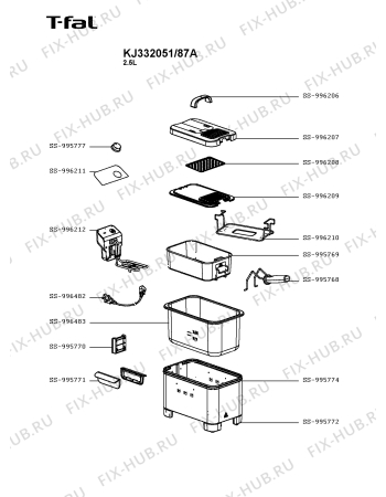 Схема №1 KJ332051/87A с изображением Рукоятка для электротостера Seb SS-996206