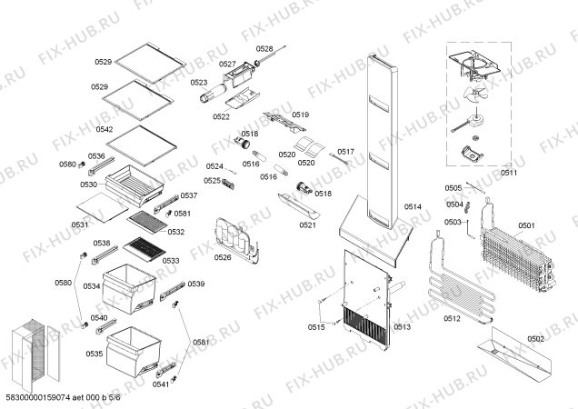 Взрыв-схема холодильника Bosch KAD62V40SD - Схема узла 05
