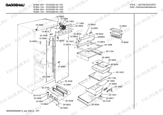 Схема №6 KIUGG85 IK300-154 с изображением Противень для холодильника Bosch 00161002