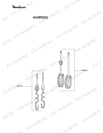 Взрыв-схема блендера (миксера) Moulinex AA28R2(0) - Схема узла JP000689.5P2