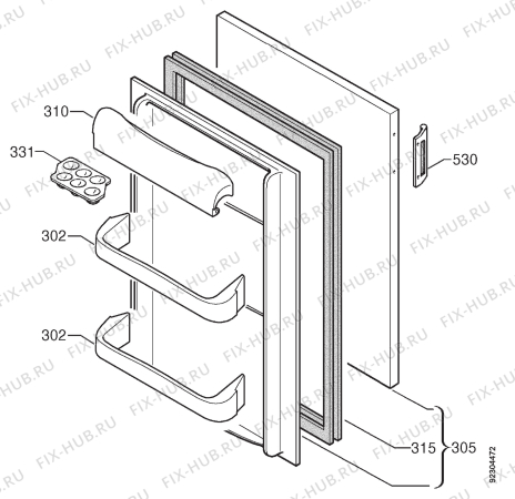 Взрыв-схема холодильника Elektro Helios KB1449 - Схема узла Door 003