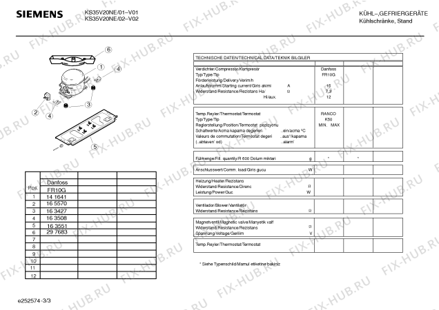 Взрыв-схема холодильника Siemens KS35V20NE - Схема узла 03