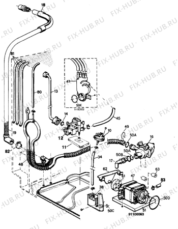 Взрыв-схема посудомоечной машины Husqvarna Electrolux QD80I - Схема узла W20 Pump, Water softener