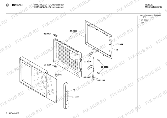 Взрыв-схема микроволновой печи Bosch HMG3402 - Схема узла 02