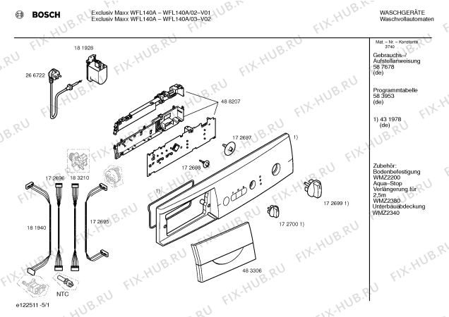 Схема №4 WFL140A Exclusiv Maxx WFL 140 A с изображением Инструкция по установке и эксплуатации для стиралки Bosch 00587678