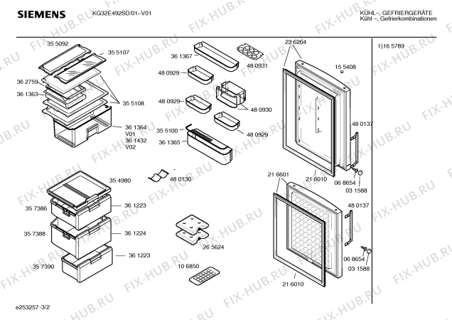 Взрыв-схема холодильника Siemens KG32E492SD - Схема узла 02