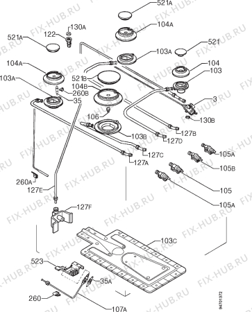 Взрыв-схема плиты (духовки) Arthurmartinelux CG5035W - Схема узла Functional parts 267