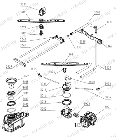 Взрыв-схема посудомоечной машины Asko DFI655G.P (728430, DW40.2) - Схема узла 03