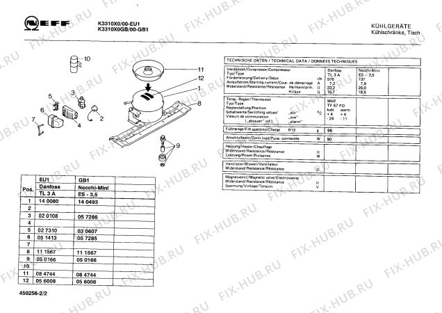 Взрыв-схема холодильника Neff K3310X0GB - Схема узла 02