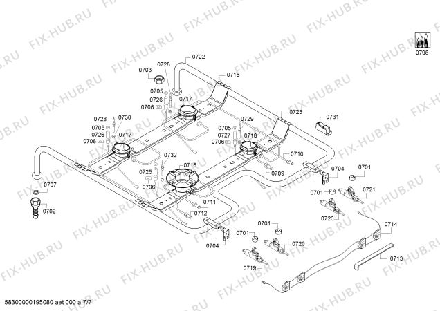Взрыв-схема плиты (духовки) Siemens HX74X535Y - Схема узла 07