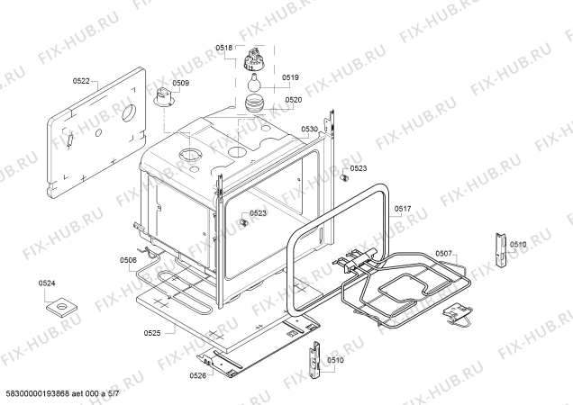 Взрыв-схема плиты (духовки) Bosch HGD72D220F - Схема узла 05