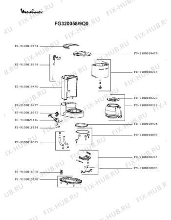 Схема №1 FG320058/9Q0 с изображением Холдер фильтра  для кофеварки (кофемашины) Moulinex FS-9100030218