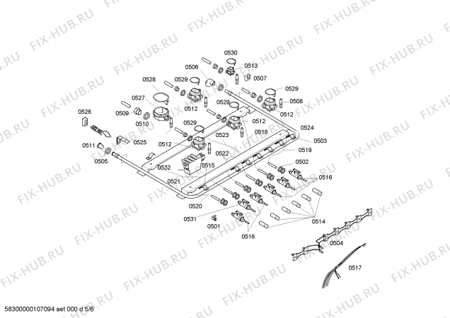 Схема №5 HSC14K24EH FOG P2 F/S I с изображением Переключатель для плиты (духовки) Bosch 00417381