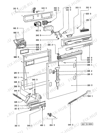 Взрыв-схема посудомоечной машины Whirlpool ADP 579 AVX - Схема узла