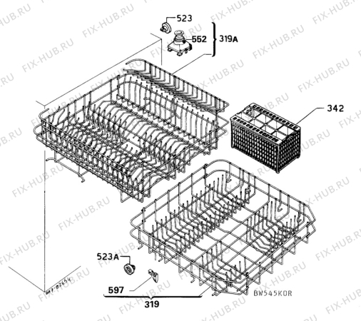 Взрыв-схема посудомоечной машины Unknown BW545 - Схема узла W10 Baskets D